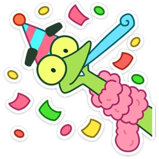 🐍 93d7ed57 派对, 庆祝, 彩带, 卡通, 动物, 蛇, 哨子, 帽子 telegram sticker