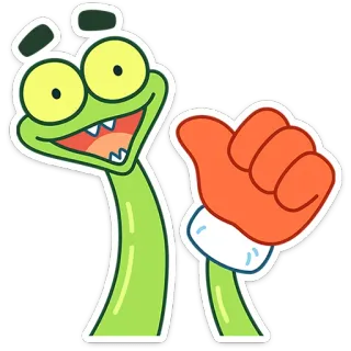 👍 114f7b43 Kartun, Cacing, Jempol ke atas, Binatang, Hijau, Stiker telegram sticker
