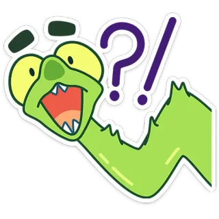 😱 4182b38b hijau, cacing, kartun, pertanyaan, tanda seru, lucu, stiker telegram sticker