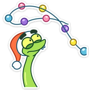 🙄 f2a5390a ular, kartun, natal, topi, lampu natal, lucu, stiker telegram sticker