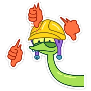 👎 fc52190f ular, jempol ke bawah, konstruksi, kartun telegram sticker