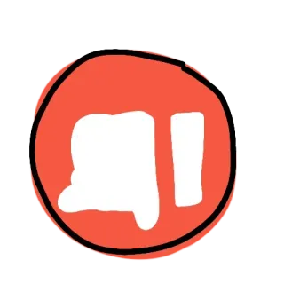 👎 cfca5fc4 バッド, 低評価, ネガティブ, 悪い, ダウン वोट, 丸, 白, 赤 telegram sticker