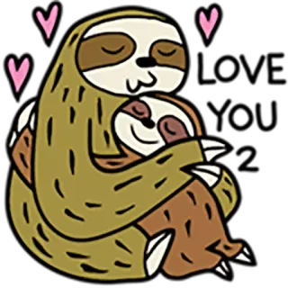 ❤ 975b5fe8 bicho-preguiça, abraçando, amor, fofo, animais, corações whatsapp sticker