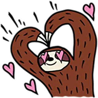 ❤ a285144b bicho-preguiça, coração, amor, desenho animado, fofo, animal whatsapp sticker