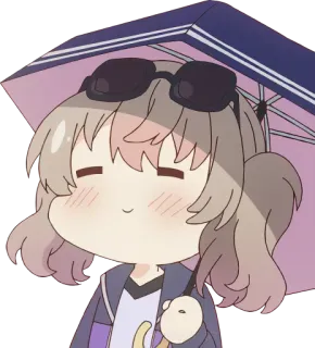 😊 012b4e7a Anime, Fille, Mignon, Chibi, Parapluie, Dessin animé telegram sticker