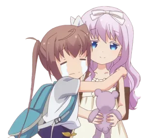 🤗 01a6f808 动漫, 哭泣, 拥抱, 朋友, 可爱, 支持 telegram sticker