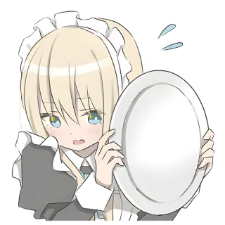 😳 805ebe7a อนิเมะ, เมด, จาน, น่ารัก, ภาพประกอบ, ผมบลอนด์ telegram sticker