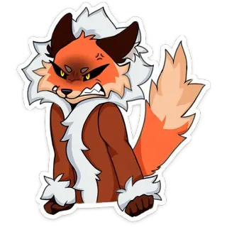 😠 097b97e2 volpe, animale, arrabbiato, cartone animato, illustrazione, adesivo, carino telegram sticker