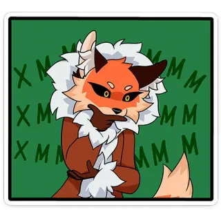 🤔 0ff685c5 Hmm volpe, pensieroso, cartone animato, animale, mammifero, curioso telegram sticker