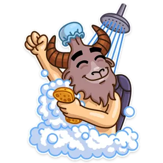 🚿 c33ce496 capra, doccia, cartone animato, bagno, bolle, pulizia telegram sticker