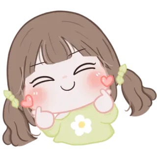 🍼 069d5856 imut, kartun, gadis, bahagia, cinta, hati, kawaii telegram sticker