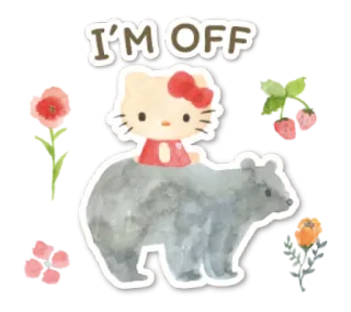 🧁 08b50aa7 Hello Kitty I'M OFF hello kitty, 熊, 卡通, 可爱, 卡哇伊, 动物 whatsapp sticker