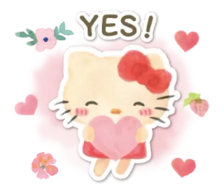🧁 1d2b87f8 Hello Kitty YES! Hello Kitty, 可爱, 卡哇伊, 爱心, 贴纸 whatsapp sticker