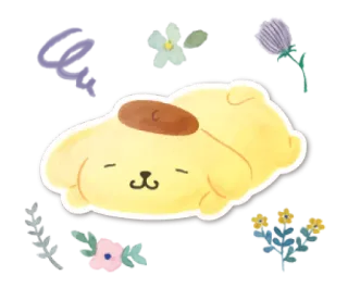 🧁 39d2ee98 Pompompurin 布丁狗, 三丽鸥, 可爱, 狗, 卡通, 角色, 困 whatsapp sticker