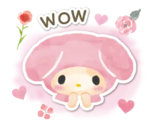 🧁 4f94b232 WOW My Melody, 卡通, 可爱, 卡哇伊, 粉色, 角色, 三丽鸥 whatsapp sticker
