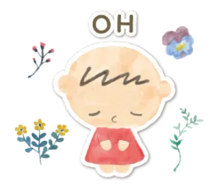 🧁 8b8c17f3 OH 婴儿, 花, 可爱, 水彩 whatsapp sticker