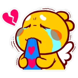 😁 2bf25d91 triste, llorando, corazón roto, amarillo, ángel telegram sticker