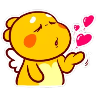 😁 ffe58d24 Dibujo animado, Lindo, Animal, Corazones, Amor, Beso, Amarillo telegram sticker