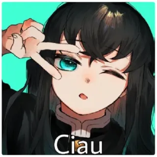 😁 97386eb3 Ciao อนิเมะ, ผู้หญิง, สันติภาพ, สัญลักษณ์ whatsapp sticker