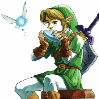 😁 f11ef891 Link The Legend of Zelda Link, Legend of Zelda, Nintendo, Ocarina, Fée, Jeu vidéo, Ocarina of Time telegram sticker