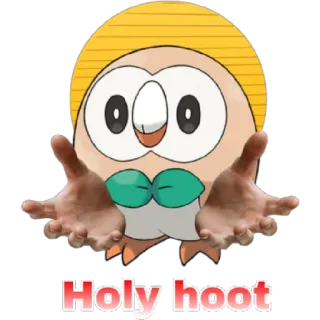 😁 0f3a5792 Rowlet Holy hoot cú, pokemon, thiêng liêng, tiếng kêu cú, dễ thương telegram sticker