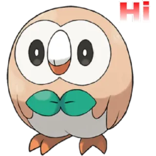 😁 61dee05e Rowlet Hi pokemon, rowlet, cú, dễ thương telegram sticker