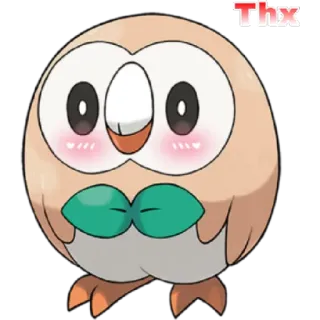 😁 b6819e6c Rowlet Pokemon Thx cú, pokemon, dễ thương, rowlet, cảm ơn, cám ơn telegram sticker