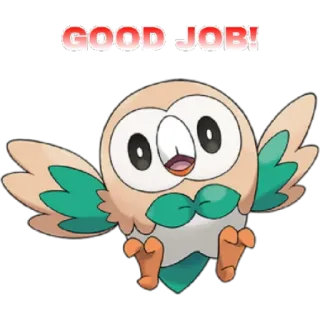 😁 f3db6b2c Rowlet Pokemon GOOD JOB! pokemon, rowlet, làm tốt lắm, cú mèo, hoạt hình, dễ thương telegram sticker