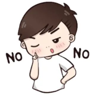 😁 cb60fcb4 NO NO いいえ, 否認, 漫画, 拒否, 少年, 否定 telegram sticker