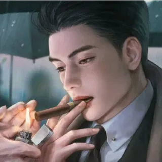 😁 04646fb6 pria, cerutu, korek, merokok telegram sticker