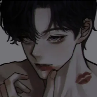 😁 82523200 pria, bekas ciuman, gaya anime, potret, ilustrasi telegram sticker