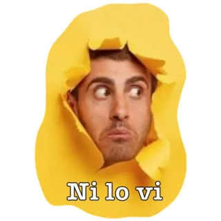 ⚪️ 2122e41f Ni lo vi personne, homme, visage, expression, papier, trou whatsapp sticker