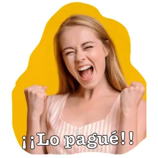 ⚪️ 7b62c4cd ¡Lo pagué!! femme, célébration, succès, payé, excitation, réussite whatsapp sticker