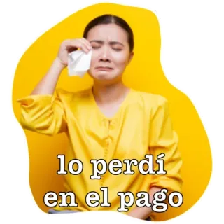 ⚪️ f4ce8822 lo perdí en el pago pleurer, triste, perte, argent, paiement, femme, mouchoir whatsapp sticker