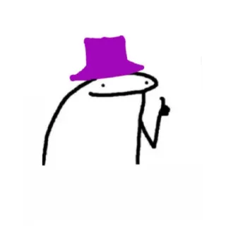 😁 6b0a719e patyczak, fioletowy kapelusz, obraźliwy gest, środkowy palec, bazgroł telegram sticker