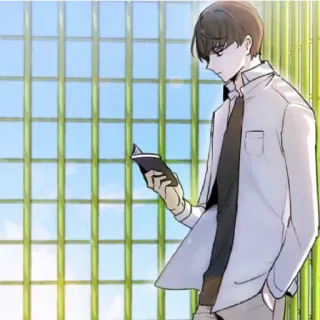 😁 5d045ee6 homem, lendo, livro, anime, ilustração telegram sticker