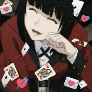 😁 756c6e00 Yumeko Jabami Kakegurui Anime, Kakegurui, Yumeko Jabami, Gokken, Kaarten, Hart telegram sticker