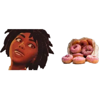 😁 33e74e3b mulher, rosquinhas, rosa, comida, sobremesa whatsapp sticker