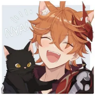 😁 d8aa73cd Childe Genshin Impact NYA! Anime, Kat, Childe, Genshin Impact, Videogame, Personage, Nya, Kawaii telegram sticker