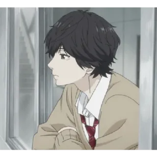 😁 d4774022 Аниме, Парень, Школьная форма, Задумчивый, Окно, Смотрит в сторону, Портрет whatsapp sticker