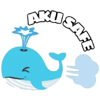😁 3719bddf AKU SAFE baleine, dessin animé, sans danger pour aku, bleu telegram sticker