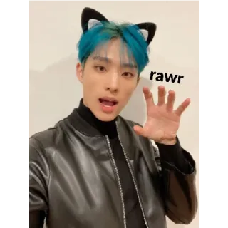 😁 df28b60e rawr 남자, 고양이 귀, 어흥, 파란 머리, 사람 telegram sticker