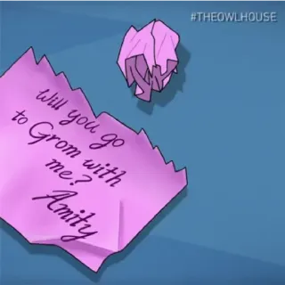 😁 3952b56d Amity Blight The Owl House Will you go to Grom with me? Amity 爱, 邀请, 纸, 卡通, LGBT telegram sticker