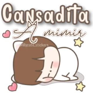 😁 a4b3e89e Cansadita A mimir zmęczony, śpiący, słodki, zwierzę, odpoczynek, wyczerpany whatsapp sticker