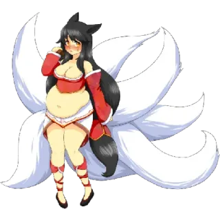 😁 10720b84 Ahri League of Legends Anime, Fille renard, Jeu vidéo, Dessin animé, Ronde, Ventre whatsapp sticker