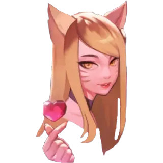 😁 43901f14 Ahri League of Legends animé, renard, kawaii, personnage, coeur whatsapp sticker