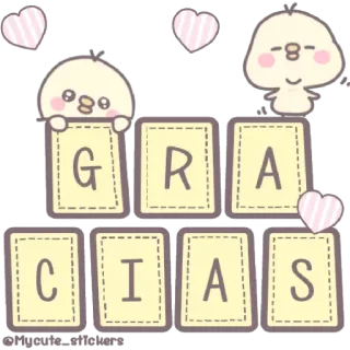 😁 1385757e GRACIAS danke, süß, küken, herzen, dankbarkeit telegram sticker