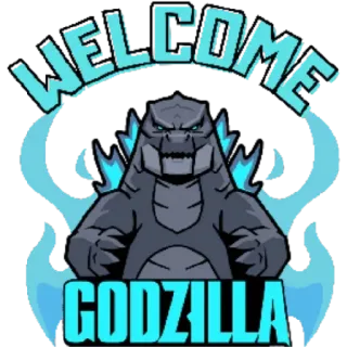 😁 313dc17d Godzilla WELCOME GODZILLA Годзилла, Кайдзю, Монстр, Добро пожаловать, Фильм, Научная фантастика whatsapp sticker