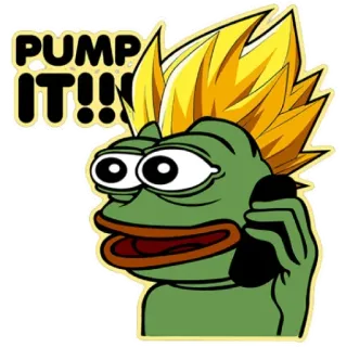 😁 1e3c4e91 Pepe the Frog PUMP IT!!! пепе, лягушка, звонок, качать, аниме whatsapp sticker
