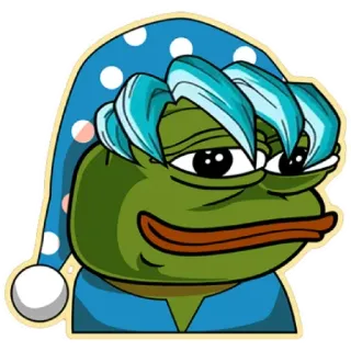 😁 1eaf605d Pepe the Frog пепе, лягушка, спящий, сонный, ночной колпак whatsapp sticker